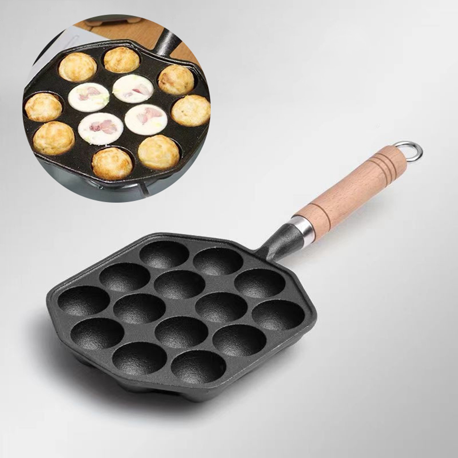 Egg Waffle Pan - 14-otworowa patelnia Takoyaki Nieprzywierająca żeliwna ośmiornica